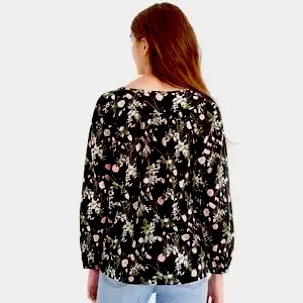 J. Crew Liberty Black Floral Women's Top - Picture 3 of 10
